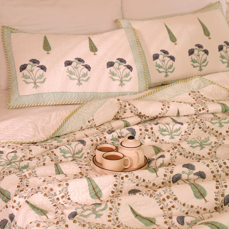 Calm Canopy - Handblock Bedcover-2