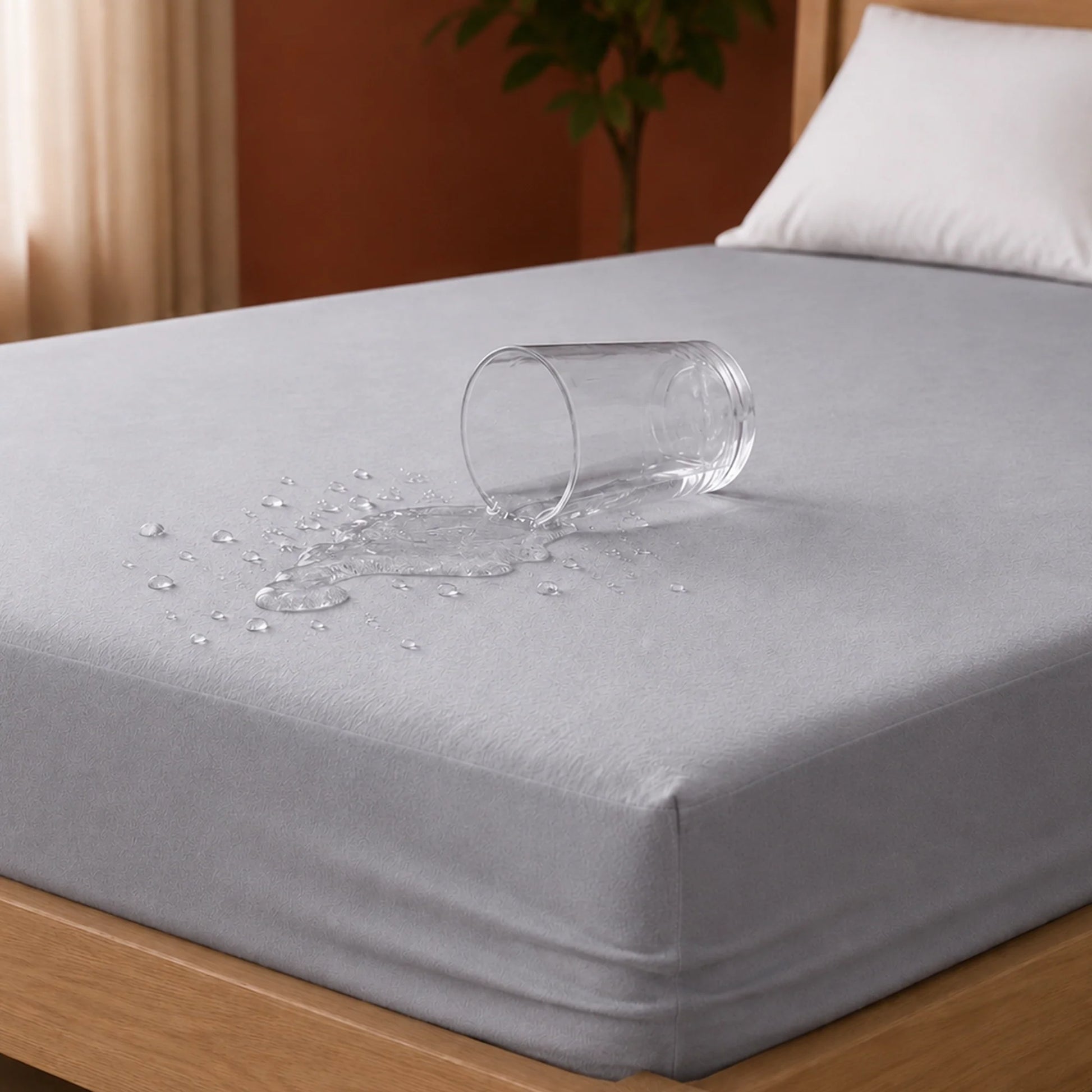Fort - Terry Solid Mattress Protector (Grey)-4