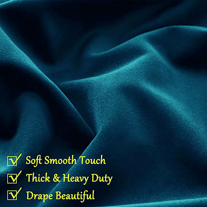 Fort Royal - Rod Pocket Velvet Curtain (Blue)-4