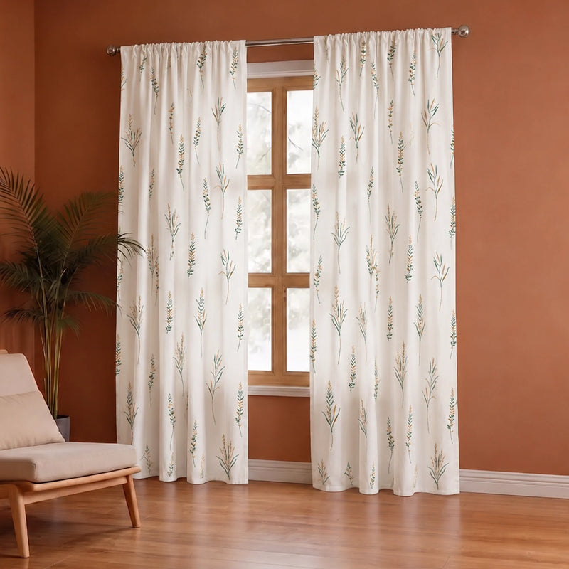 Leafscape Yellow & Green - Printed Rod Pocket Duck Curtain-4