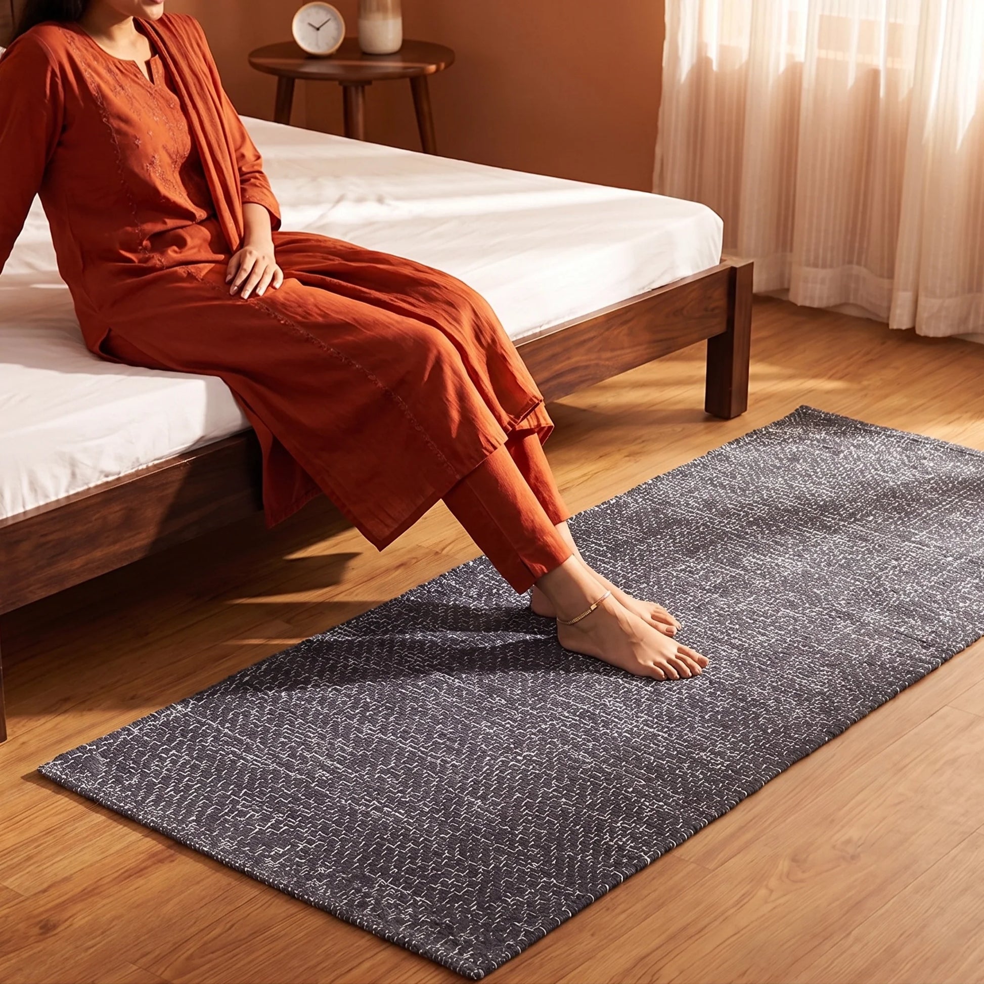 Tessitura Chromatic - Herringbone Cotton Rug (Grey & White)-7