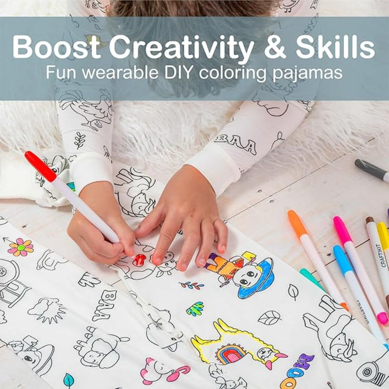 Magic Coloring Pajama Set - Top, Bottom & 12 Markers-5
