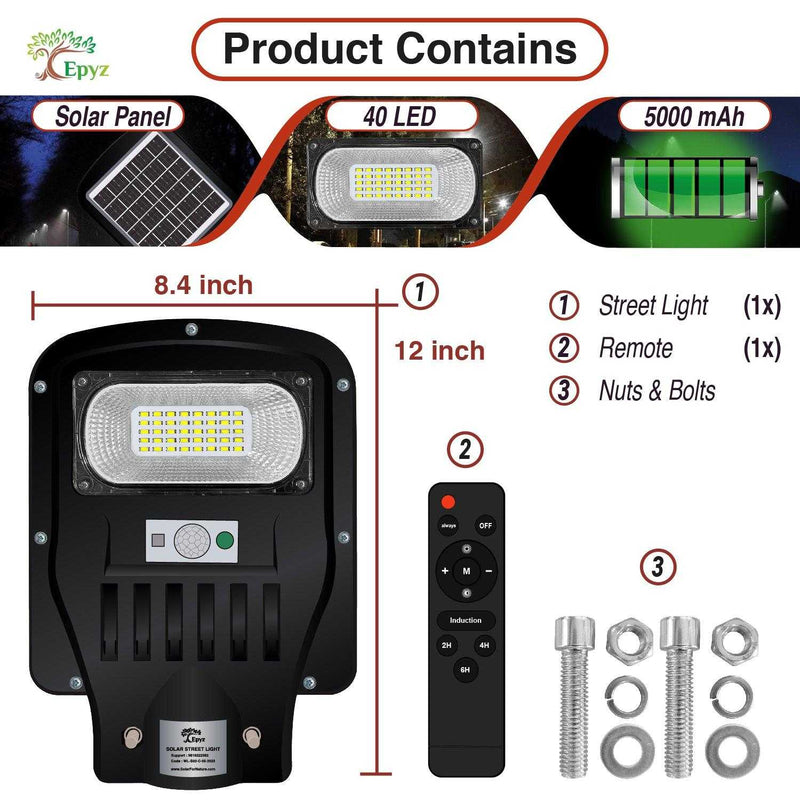 50 Watt Solar Street White Light With Motion Sensor (Without Pole)