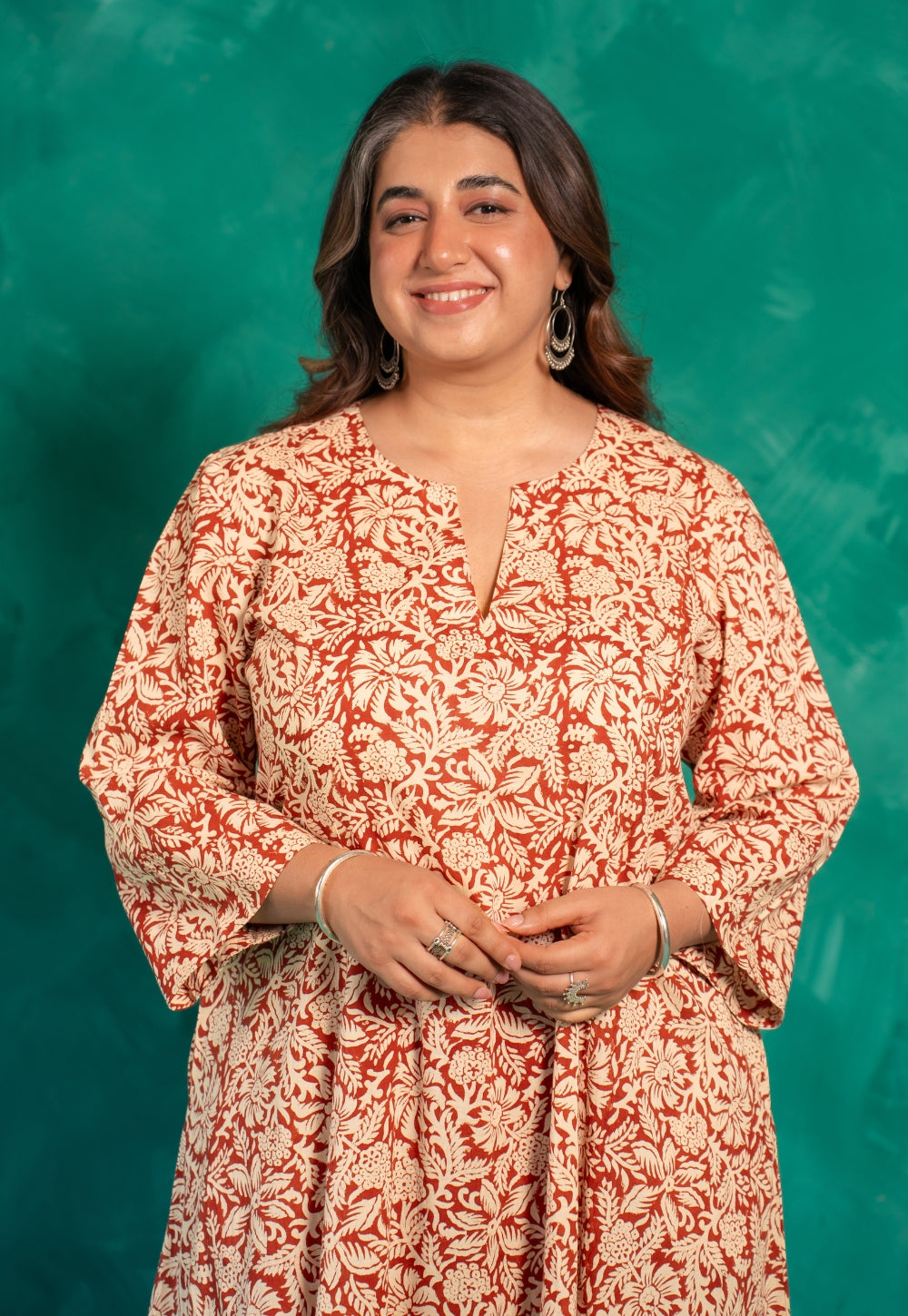 Malika Red Bagru Cotton Kali Kurta