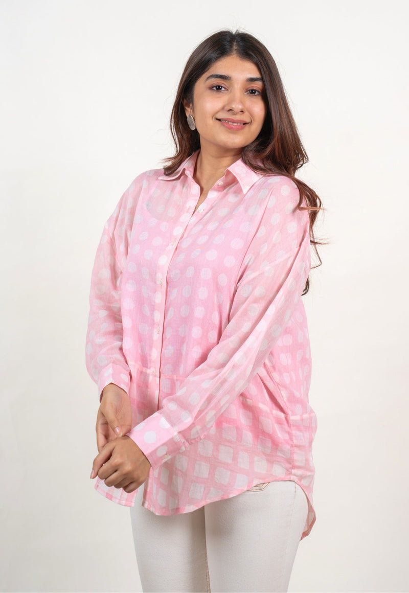 Ruhi Pink Batik MulMul Anti-Fit Shirt