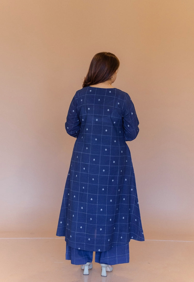 Shriya Blue Dabu Cotton A Line Co-Ord Set
