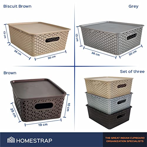 Set Of 3, Plastic Storage Organizers | Baskets With Lid