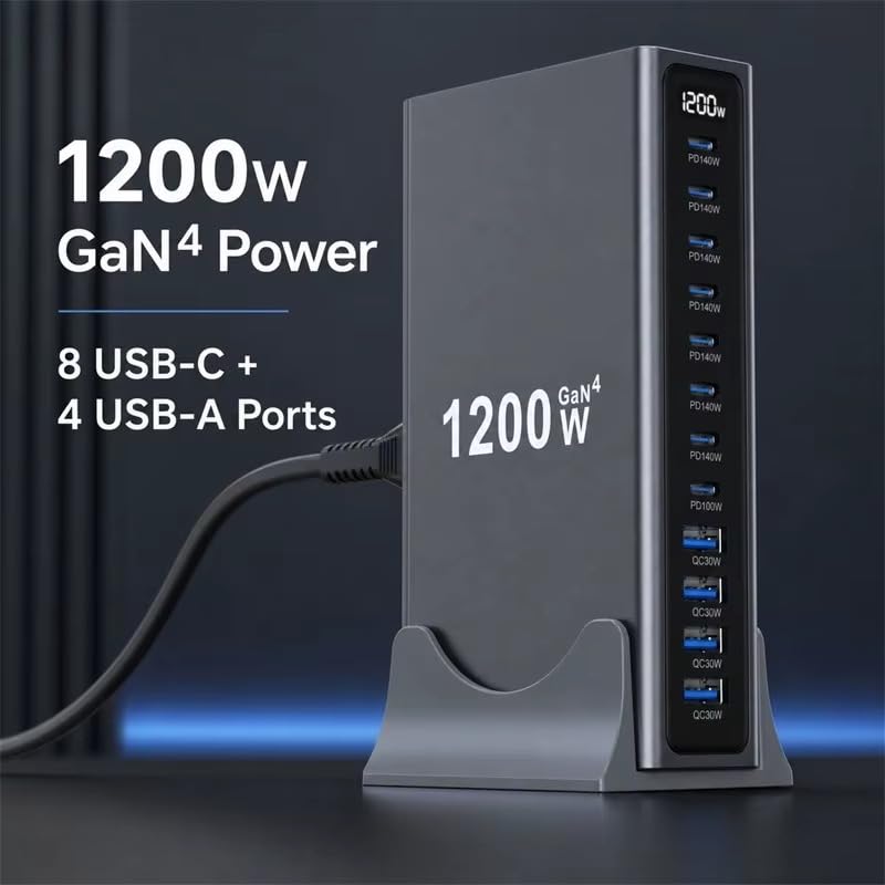 WISTAR WISTAR 1200W USB C Charger Block, 12-Port GaN Charging Station, 140W PD PPS AVS Fast Charger Hub for MacBook Pro/Air, iPhone 17 Pro Max/17 Air/16 Series, Samsung Galaxy S26 Series, iPd - image 5
