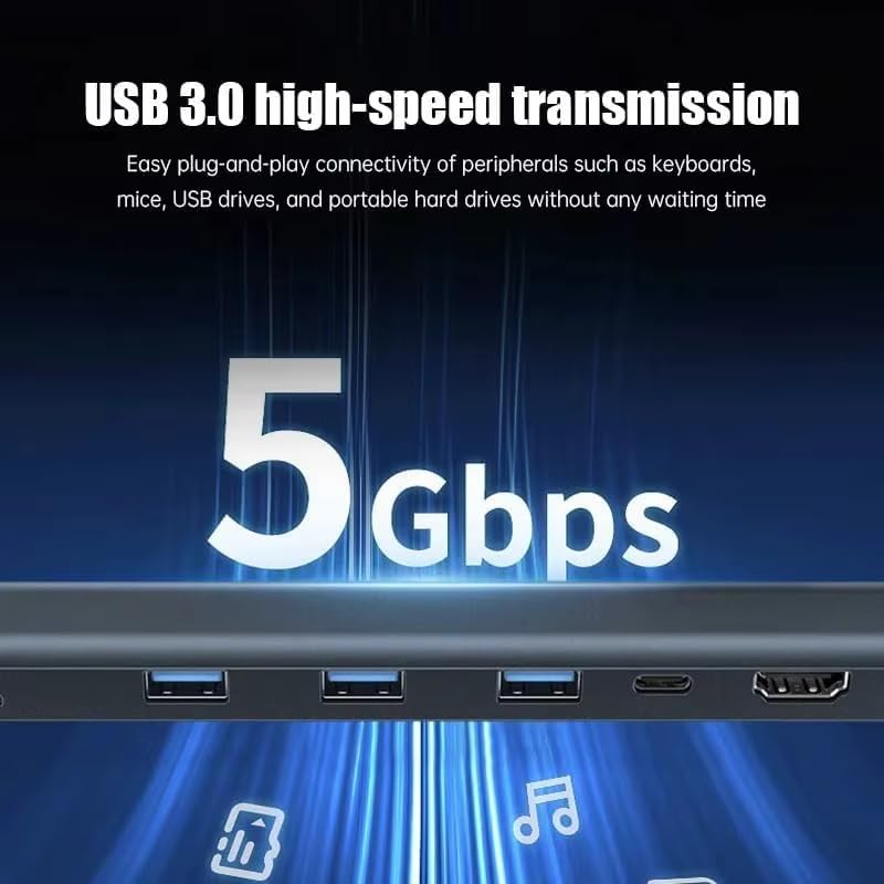 WISTAR WISTAR USB C Docking Station Mount USB C Adapter with 4K HDMI, 3 USB 3.0, USB Type C Power Supply, PD Charging, SD/TF Card Reader, Ethernet, 3.5 mm Audio Socket Compatible for MacBook Pro/Air - image 3