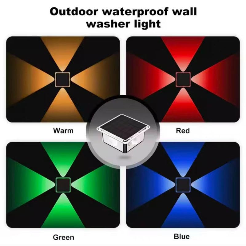 Solar Wall Light Outdoor 4 Side [ Multicolor, Pack of 1 ]