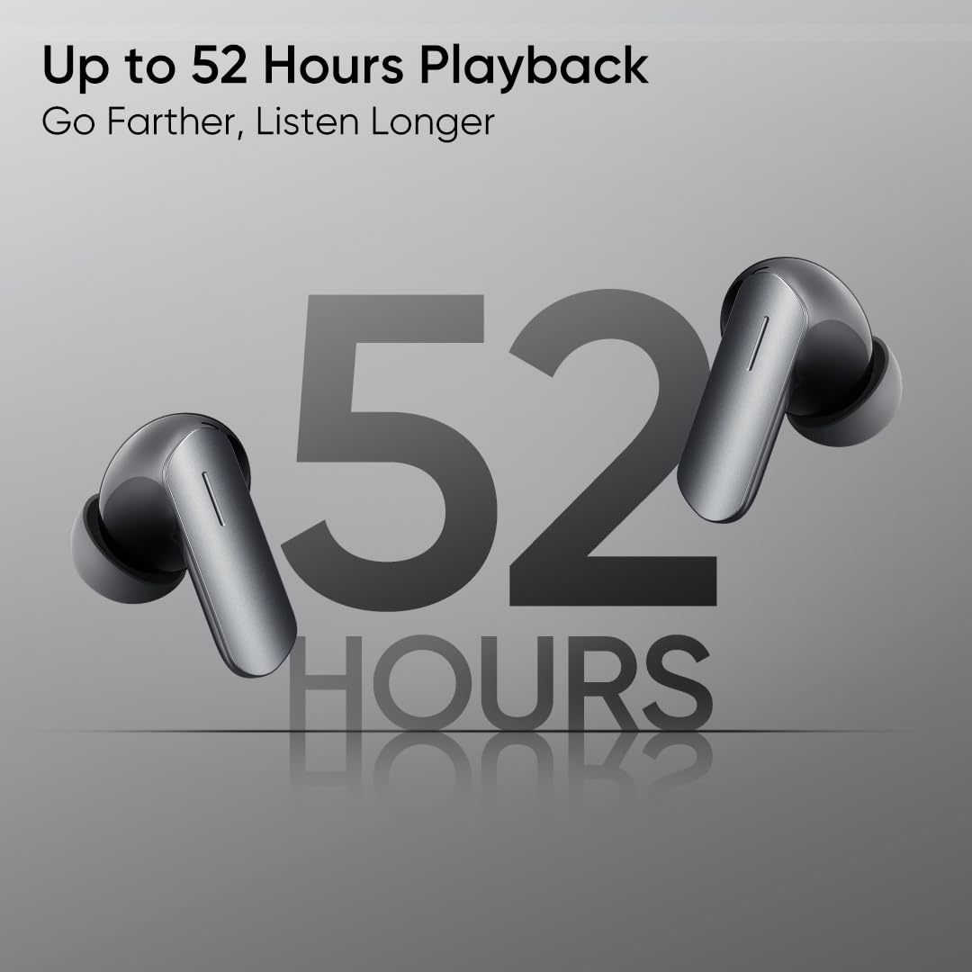 realme realme Earbuds Air 7 True Wireless,12.4mm Dynamic Bass Drivers,52Hrs Playtime,52dB Hybrid ANC,6 Mic ENC,45ms Low Latency,360° Spatial Audio,Hi-Res LHDC,IP55 Dust & Water Resistant,BT v5.4(SlateGrey) Slate Grey - image 5