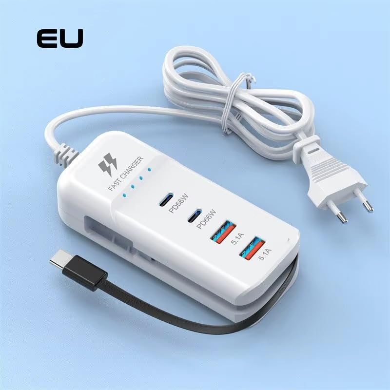 WISTAR WISTAR 66W USB Hub Charging Station 2-USB & 2-PD Ports Safe Fast Charger with Type-C Cable, Multi-Device USB C Charging Hub, Durables USB Fast Charging Desktop Charger for Phone, Tablet - image 5