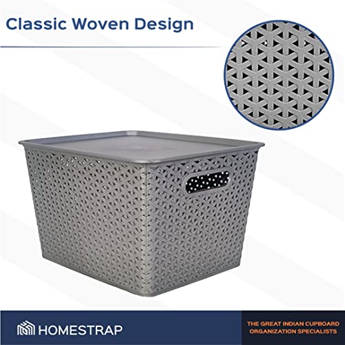 Set Of 3, Plastic Storage Organizers | Baskets With Lid
