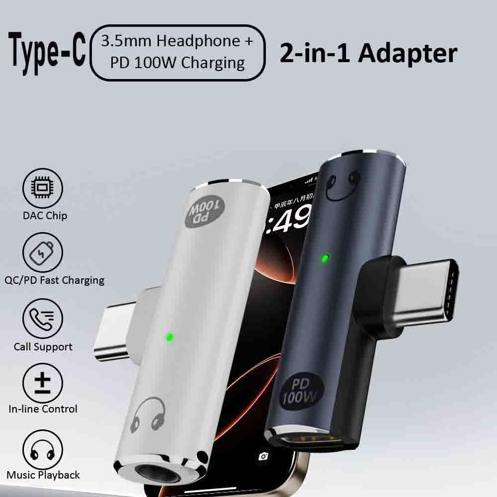 WISTAR WISTAR USB-C to 3.5mm Headphone & Charger Adapter – 2-in-1 Type-C Audio Dongle with Hi-Res DAC & Fast Charging – Compatible for iPhone 16/15, Galaxy S25/S24, Pixel, iPad - Grey - image 3