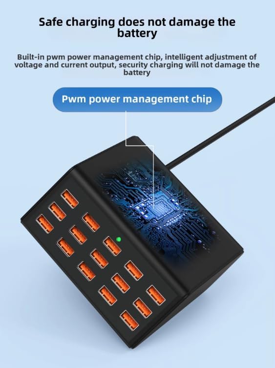 WISTAR WISTAR 15-Port-USB Charging Station 100W Multi-Port USB.Charger Hub, 5V/2.4A Intelligent Desktop Charging Dock for iPhone, iPd, Samsung Galaxy, Android Phones, Tablets, Earbuds & USB-Devices - image 5