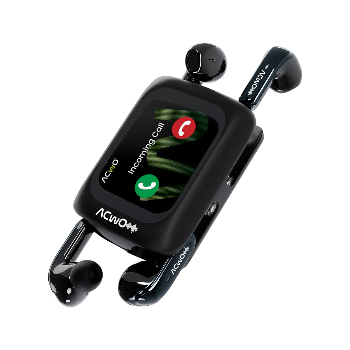 ACwO ACwO Fire Prime TWS Earbuds (in-Ear & Half-in-Ear in 1 Case) | Smart HD Display + 40dB ANC (in-Ear) | 80 Hrs Playtime | | 4 Mics AI-ENC | 3D Spatial Sound | BT V5.4 | Black Prime Black - image 1