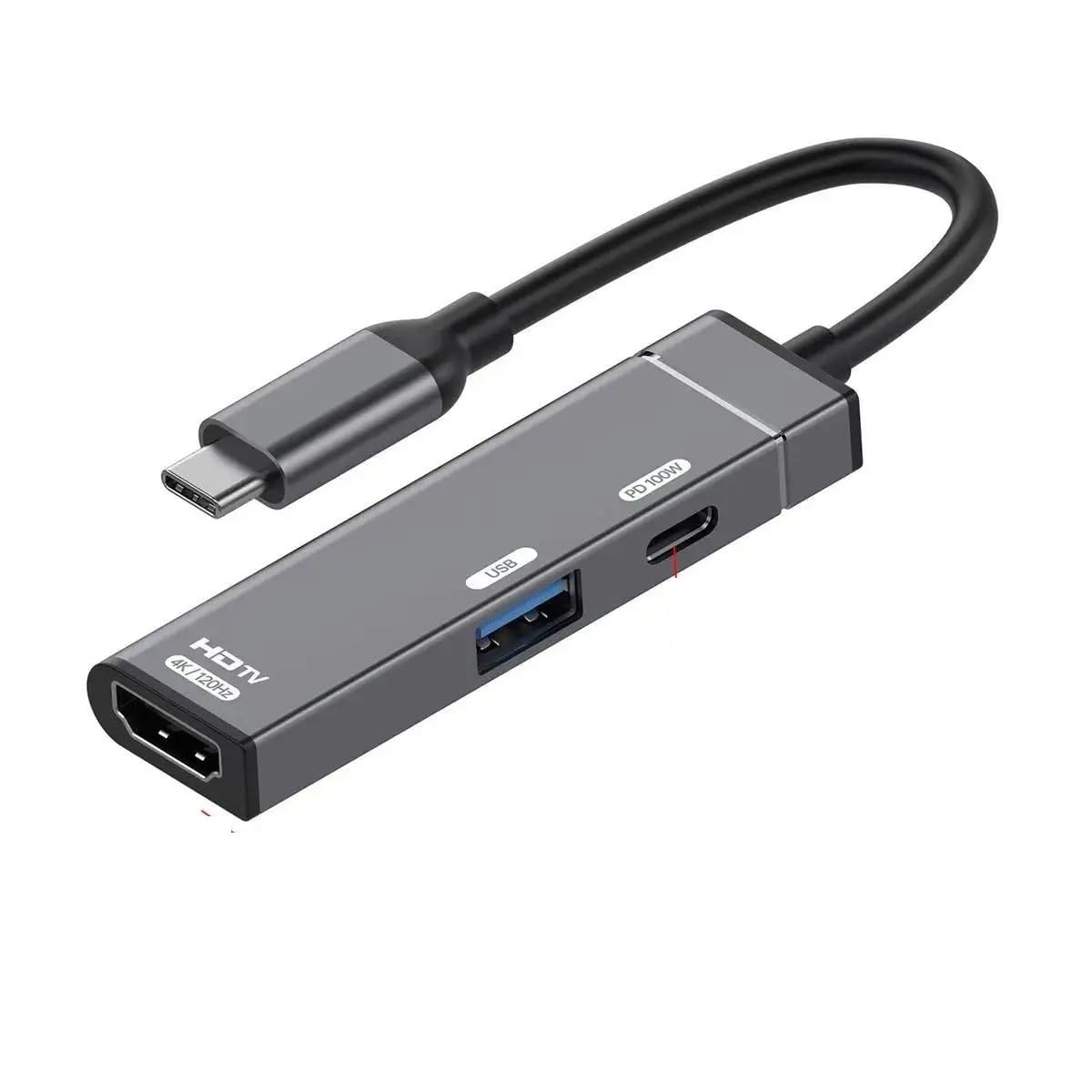 WISTAR WISTAR 3 in 1 USB C Hub Type-c to 4K 120HZ HDMI-Compatible USB3.0 Data 100W PD Type-c Charging Adapter USB-C Docking Station - image 1