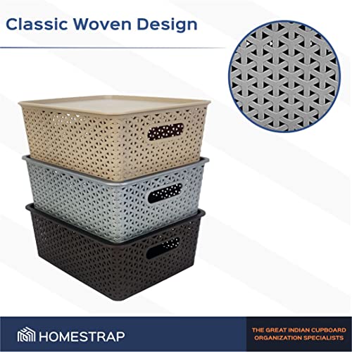 Set Of 3, Plastic Storage Organizers | Baskets With Lid