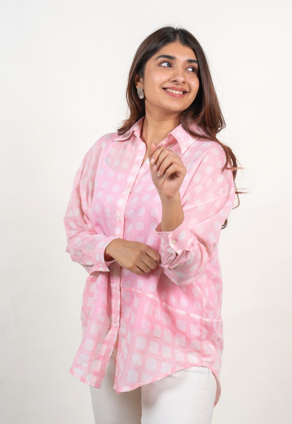 Ruhi Pink Batik MulMul Anti-Fit Shirt