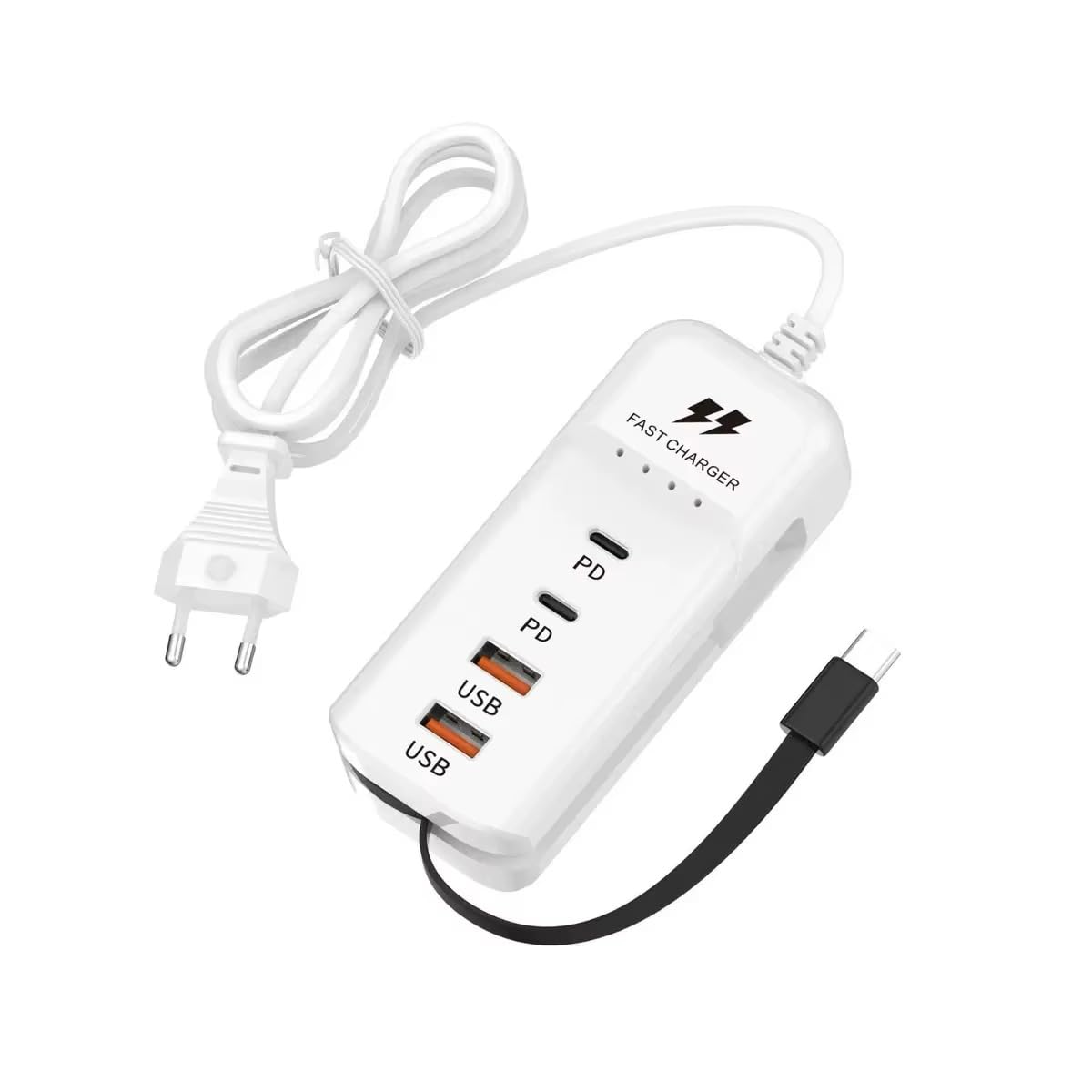 WISTAR WISTAR 66W USB Hub Charging Station 2-USB & 2-PD Ports Safe Fast Charger with Type-C Cable, Multi-Device USB C Charging Hub, Durables USB Fast Charging Desktop Charger for Phone, Tablet - image 1