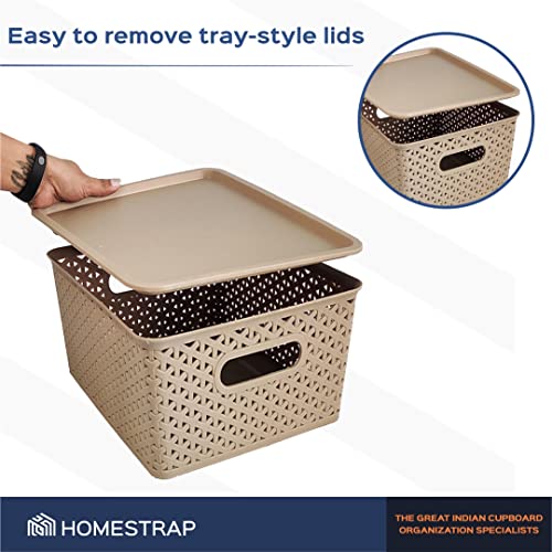 Set Of 3, Plastic Storage Organizers | Baskets With Lid