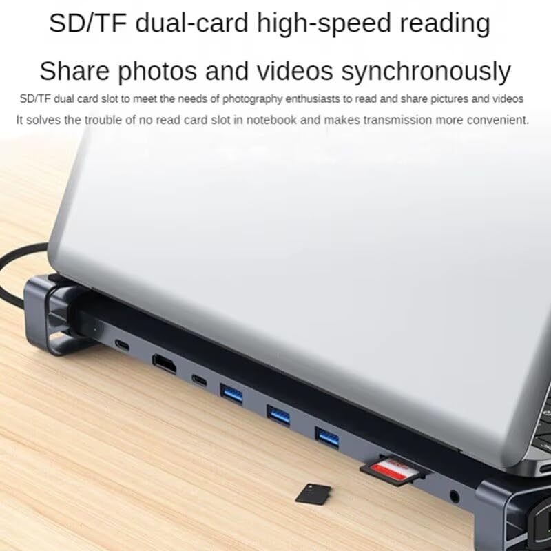 WISTAR WISTAR USB C Docking Station Mount USB C Adapter with 4K HDMI, 3 USB 3.0, USB Type C Power Supply, PD Charging, SD/TF Card Reader, Ethernet, 3.5 mm Audio Socket Compatible for MacBook Pro/Air - image 5