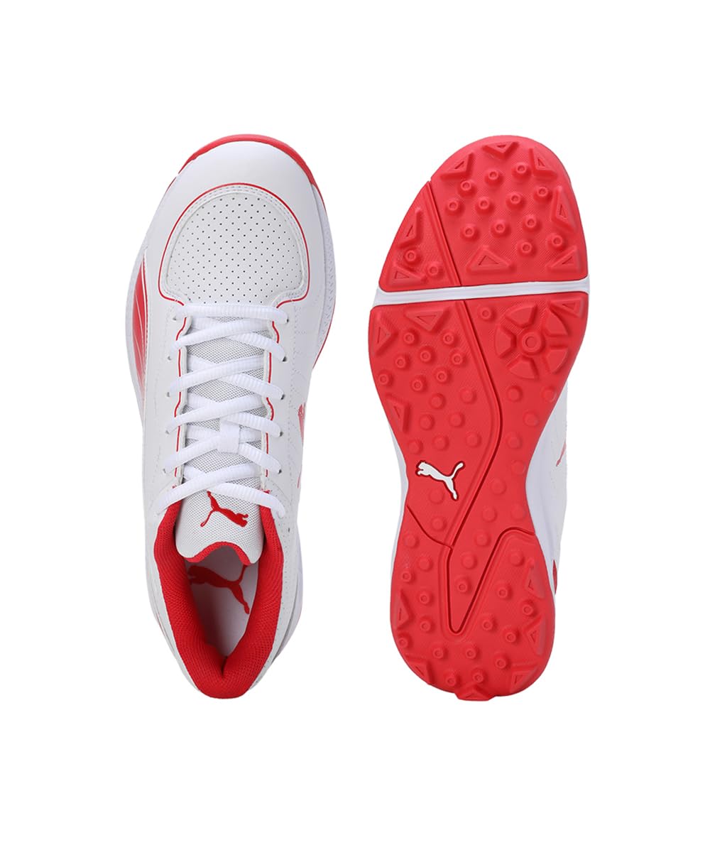Puma 24 FH Rubber Wide Fit Cricket Shoes - White-Red