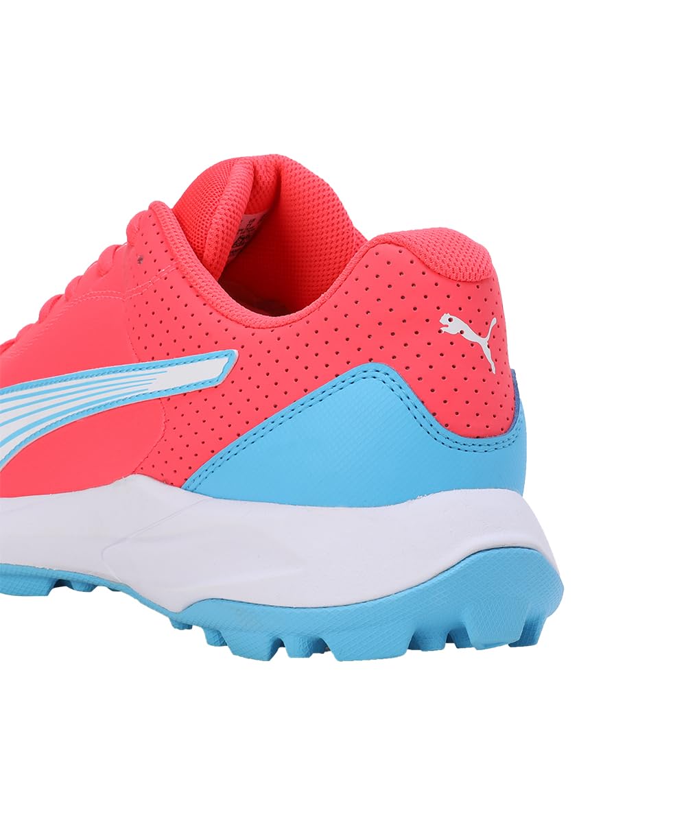 Puma 24 FH Rubber Wide Fit Cricket Shoes - Fire Orchid-White-Luminous Blue