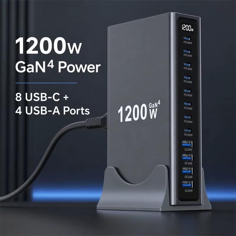 WISTAR WISTAR 1200W GaN USB C Charger, 12-Port Charging Station with 140W PD PPS AVS, Fast Charger Hub for MacBook, iPhone, Samsung Galaxy, iPd and More - image 5