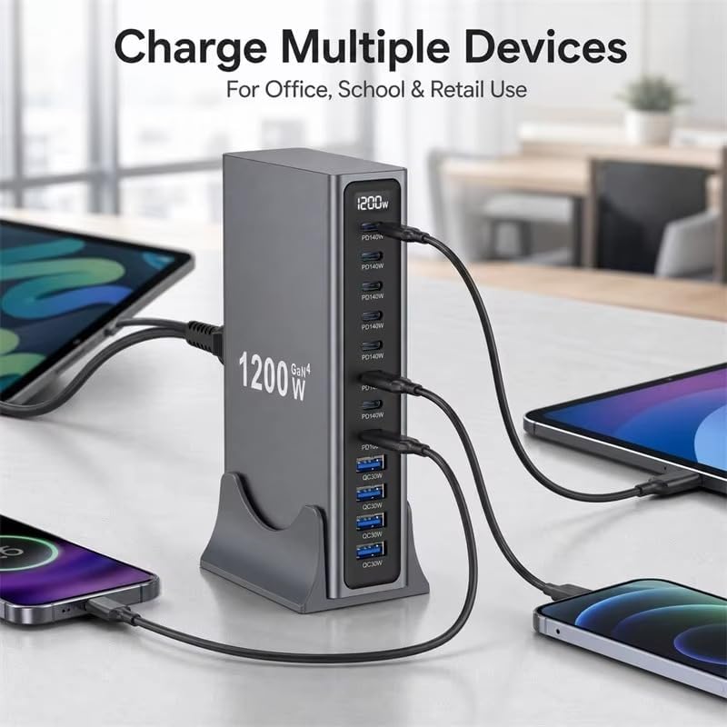 WISTAR WISTAR 1200W GaN USB C Charger, 12-Port Charging Station with 140W PD PPS AVS, Fast Charger Hub for MacBook, iPhone, Samsung Galaxy, iPd and More - image 2