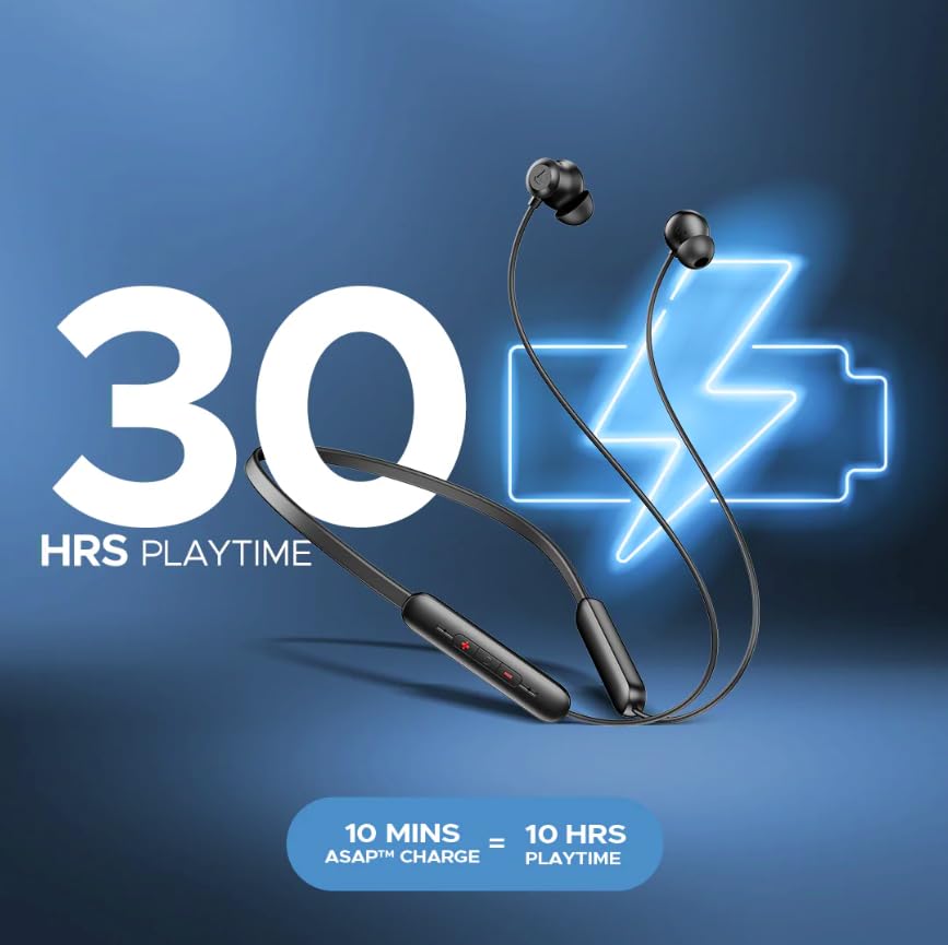 boAt Rockerz Summit Wireless Neckband, Bluetooth 5.3, IPX5 Water Resistant, 30 Hours Playback, 10mm Drivers, Classic Black