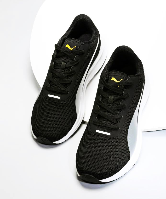 PUMA Puma Mens Fierce Runner Running Shoe 9 UK Black-Silver-Yellow Sizzle - image 1