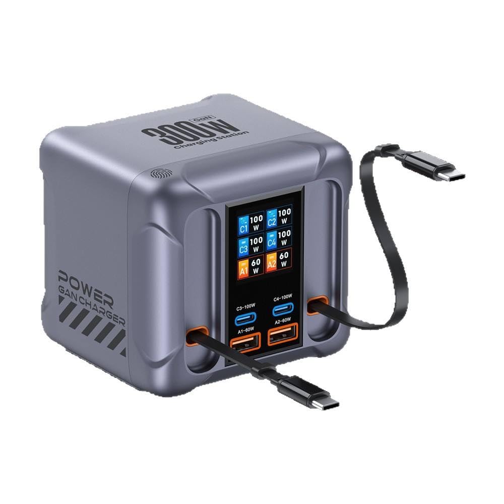 WISTAR WISTAR 300W GaN USB Charger Station LED Display Retractable Type C Cable 100W 65W PD3.0 PPS Fast Charger for MacBook Samsung - image 1