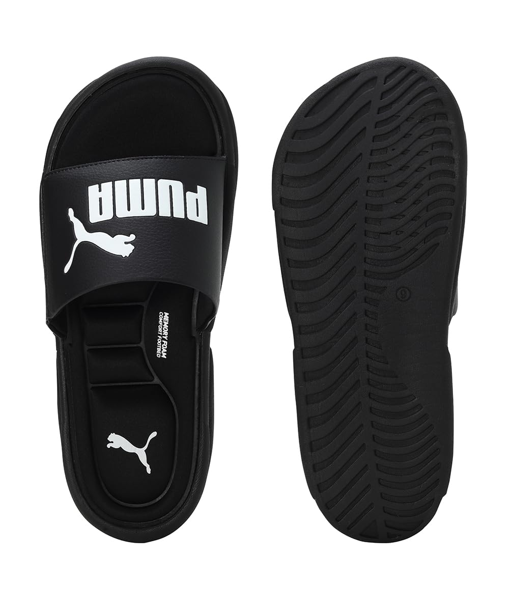 PUMA Puma Unisex Adult Royalcat Memory Foam Slide 9 UK Black-Black-White - image 5