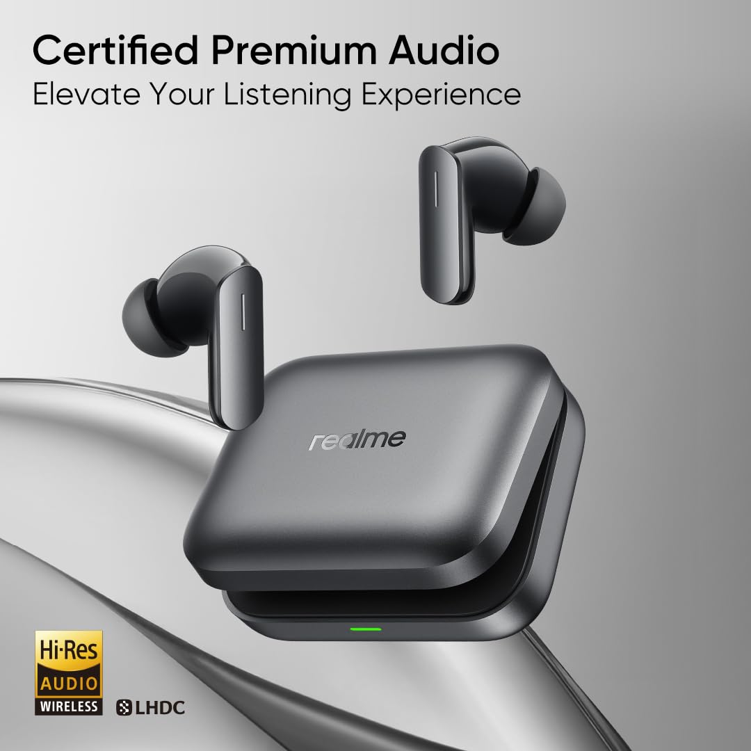 realme realme Earbuds Air 7 True Wireless,12.4mm Dynamic Bass Drivers,52Hrs Playtime,52dB Hybrid ANC,6 Mic ENC,45ms Low Latency,360° Spatial Audio,Hi-Res LHDC,IP55 Dust & Water Resistant,BT v5.4(SlateGrey) Slate Grey - image 6