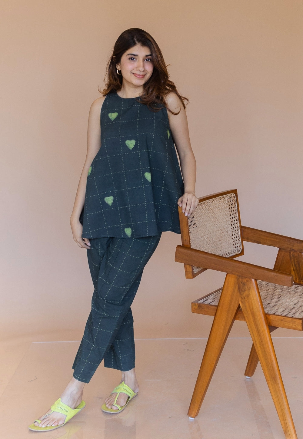 Parveen Green Dabu Cotton A Line Short Top