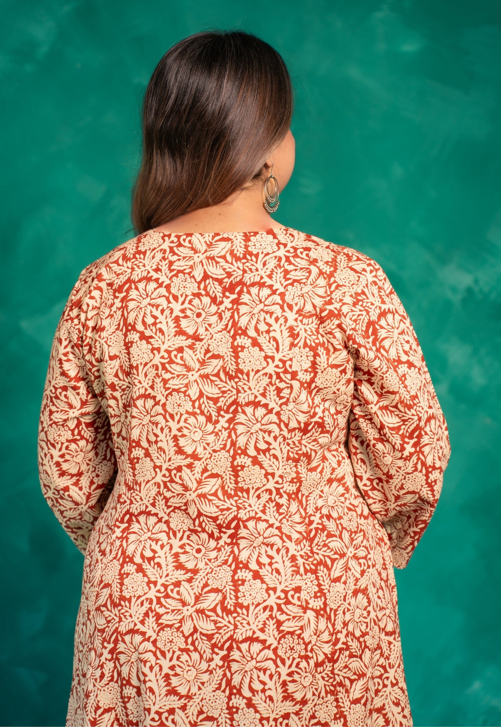 Malika Red Bagru Cotton Kali Kurta