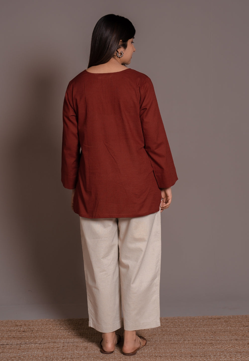 Madder Solid Slub Cotton Straight Short Top - DyeVerse