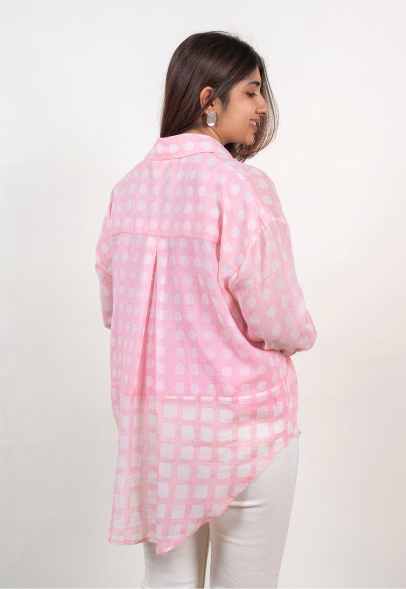 Ruhi Pink Batik MulMul Anti-Fit Shirt