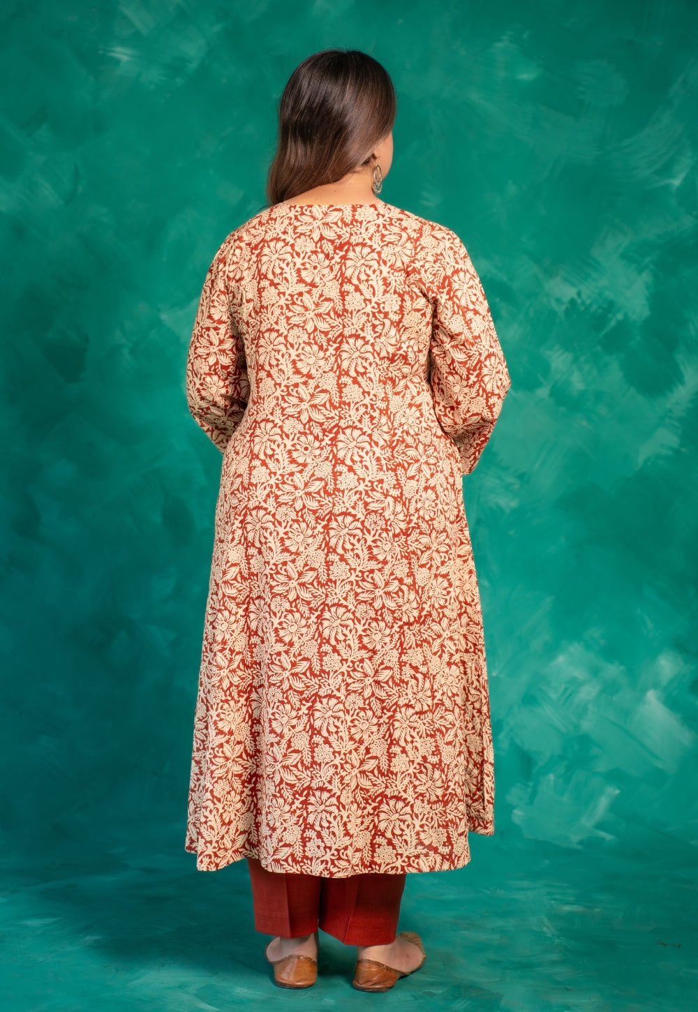 Malika Red Bagru Cotton Kali Kurta