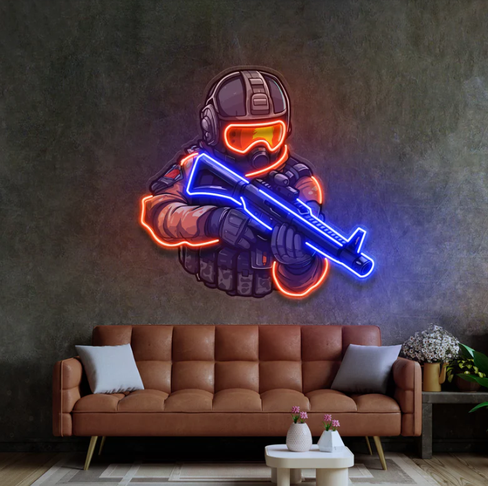 Elite Soldier Neon Sign – FPS Gamer LED Wall Light Game Room | Neon Signs India — Image 2