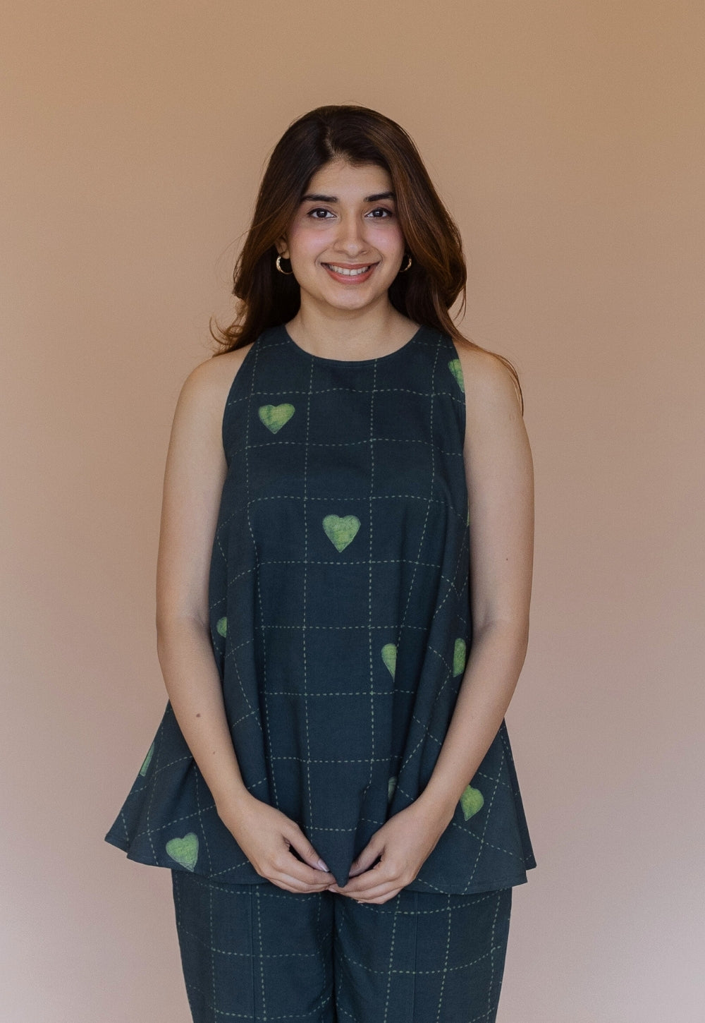 Parveen Green Dabu Cotton A Line Short Top