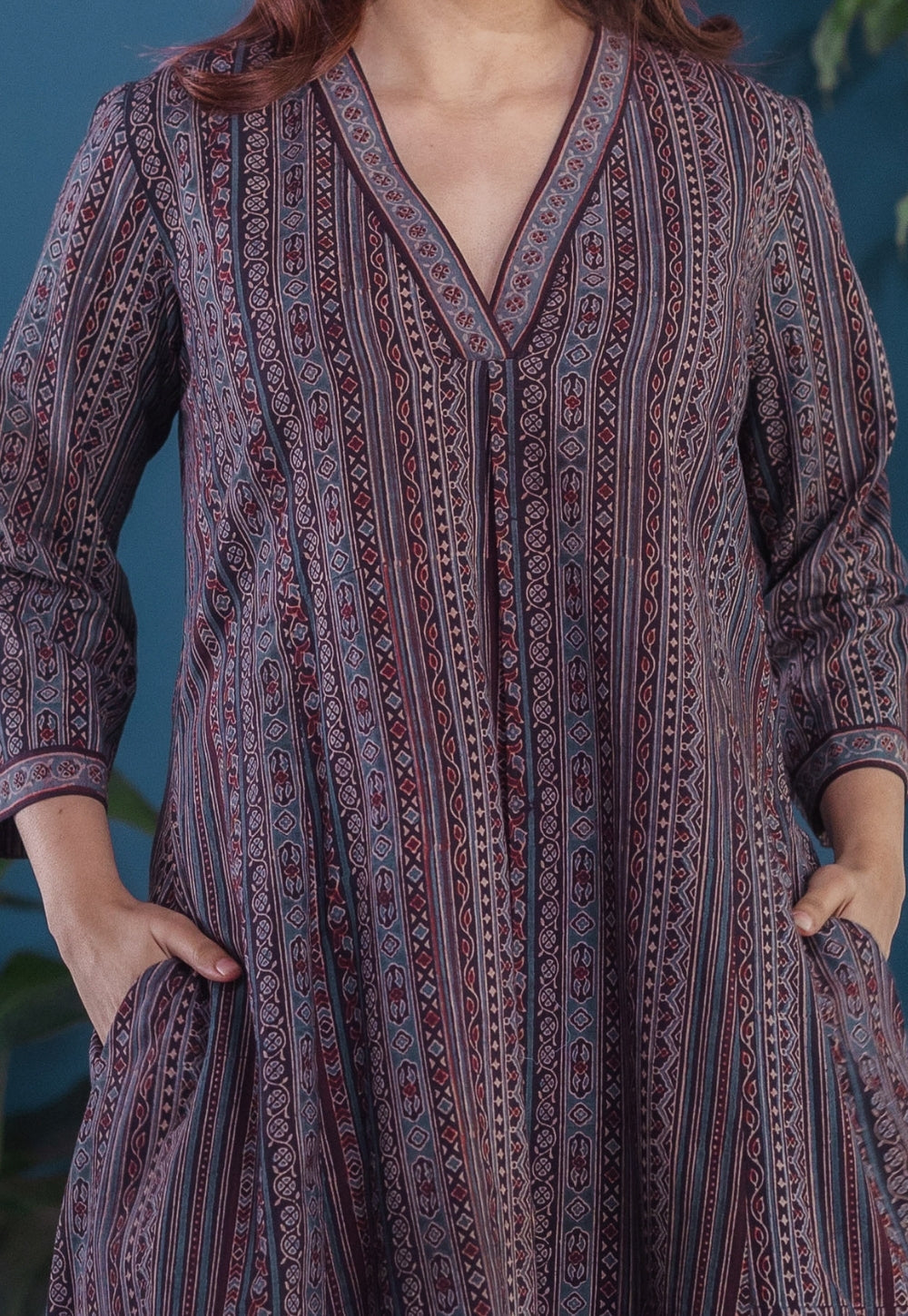 Jinal Black Ajrakh Cotton Kali Kurta