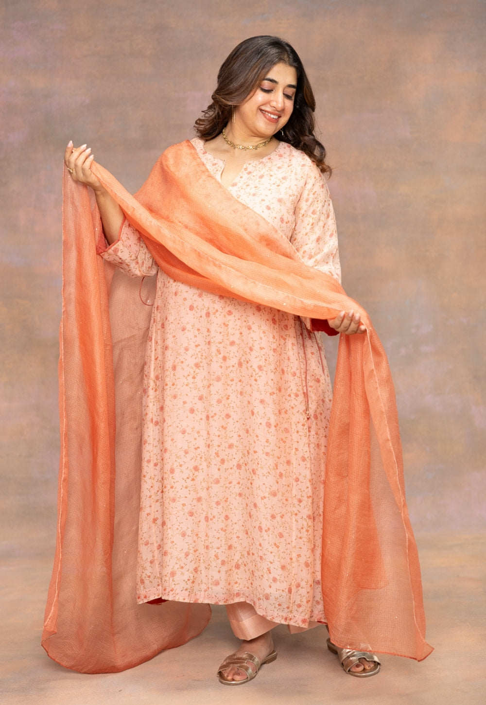 Yashi Orange Solid Chanderi Silk Straight Pant