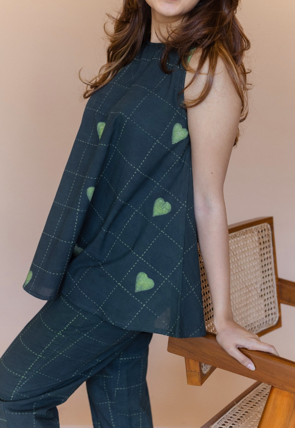 Parveen Green Dabu Cotton A Line Short Top