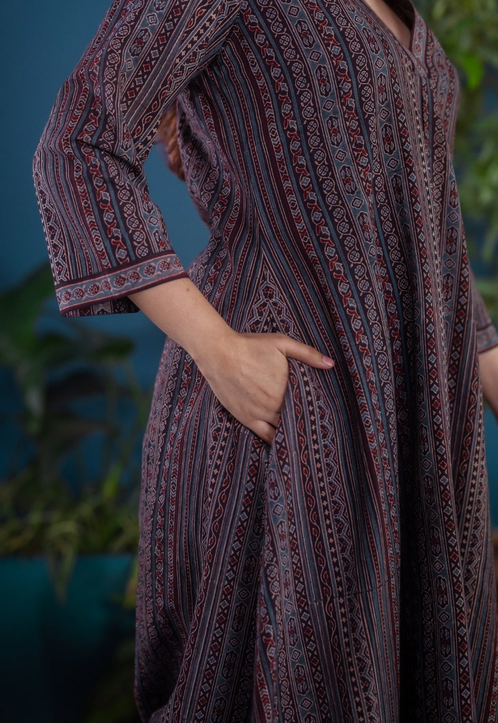 Jinal Black Ajrakh Cotton Kali Kurta