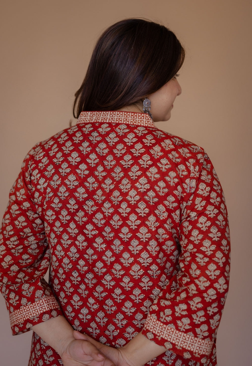 Shanza Red Bagru Cotton Straight Kurta