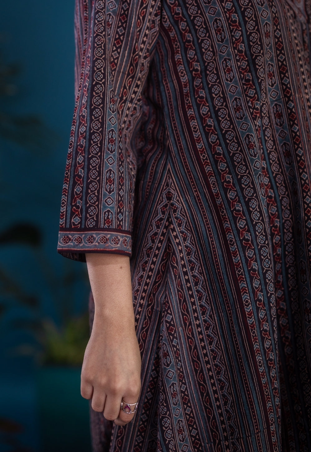 Jinal Black Ajrakh Cotton Kali Kurta