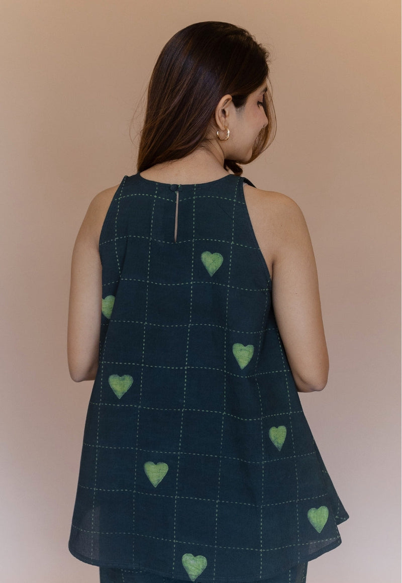 Parveen Green Dabu Cotton A Line Short Top