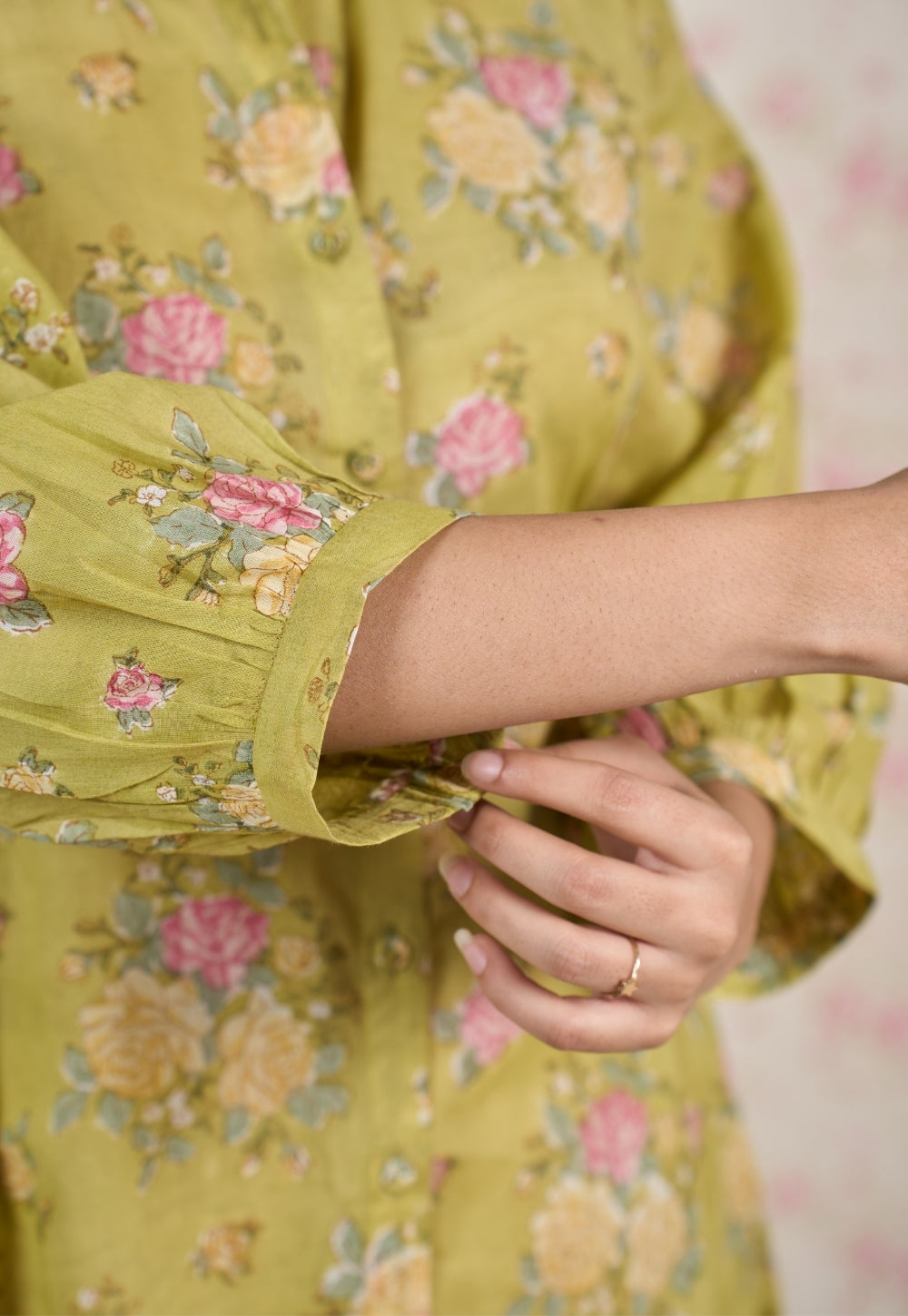 Lily Green Sanganeri Mul Cotton A Line Dress
